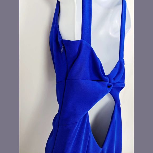 Katie May Size M Zaza Deep V-Neck Sleeveless Cutout-Back Twist Midi Dress Blue - Picture 7 of 12